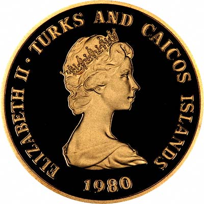 Obverse of 1980 Turks and Caicos 100 Crowns