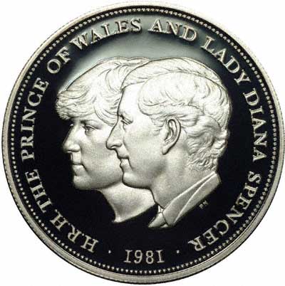 Prince Charles & Princess Diana on Reverse of 1981 Silver Proof Crown