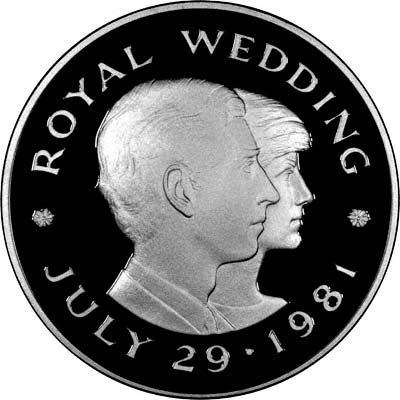 Reverse of 1981 Jersey Charles & Diana Royal Wedding Silver Proof Two Pound Crown