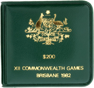 1982 Australian Commonwealth Games $200 Gold Coin in Presentation Pouch