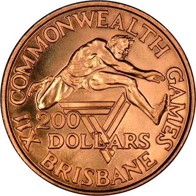 Reverse of 1982 Australian Commonwealth Games $200 Gold Coin