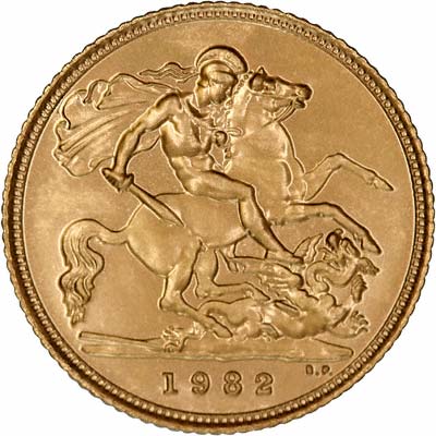 Reverse of 1982 Uncirculated Half Sovereign
