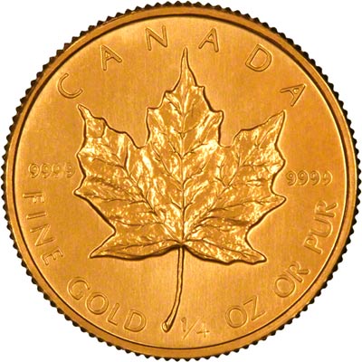 Reverse of 1984 Canadian Quarter Ounce Gold Maple Leaf