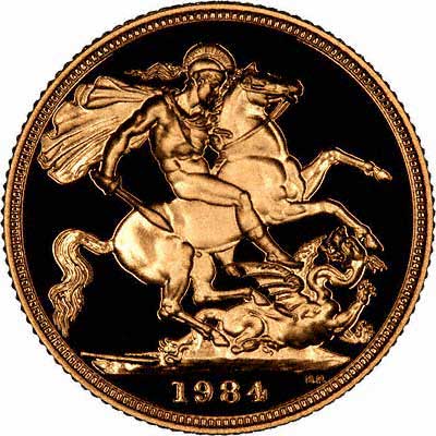 Reverse of 1984 Gold Proof Sovereign