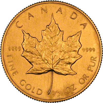 Reverse of 1986 Canadian Half Ounce Gold Maple Leaf