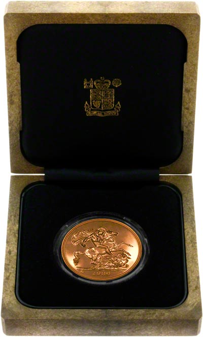 1986 'Brilliant Uncirculated' Five Pounds Gold Coin in Presentation Box