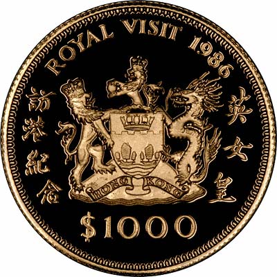 Reverse of 1986 Royal Visit Gold Proof $1000
