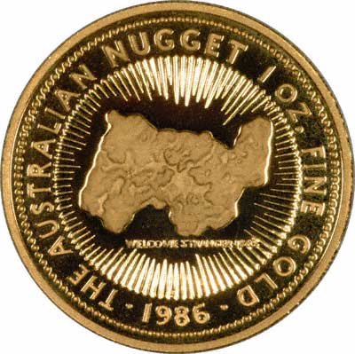 Reverse of 1986 Australian One Ounce Gold Proof Nugget