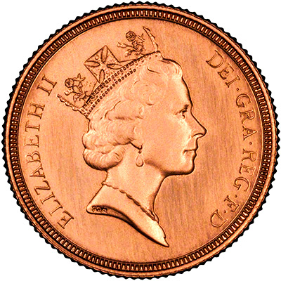 Obverse of 1986 Gold Sovereign