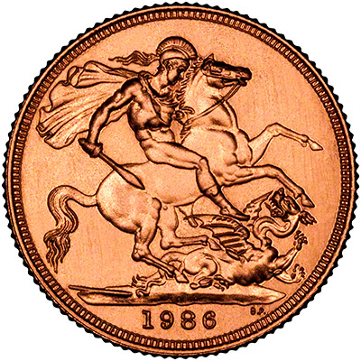 Reverse of 1986 Gold Sovereign
