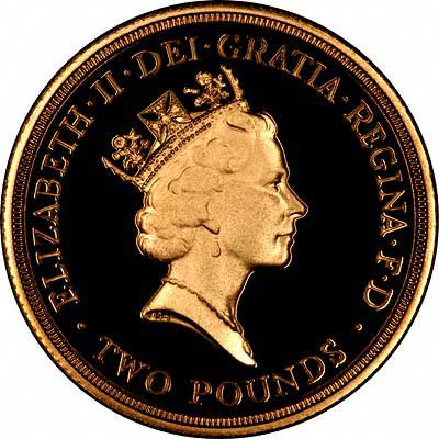 Obverse of 1986 £2 Gold Proof