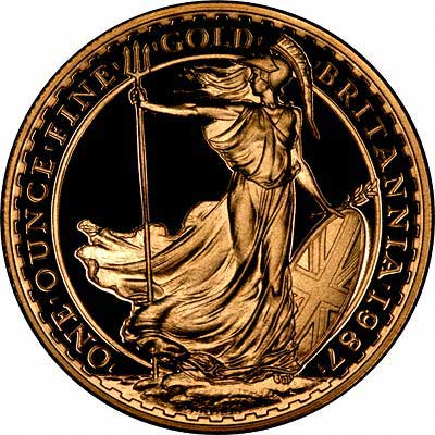 Reverse of 1987 Proof One Ounce Gold Britannia