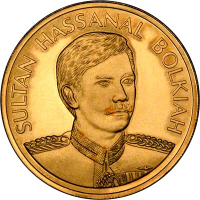 Obverse of 1987 Brunei 100 Dollars Coin