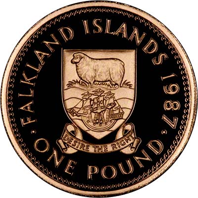 Reverse of 1987 Falklands Gold Proof Pound Coin