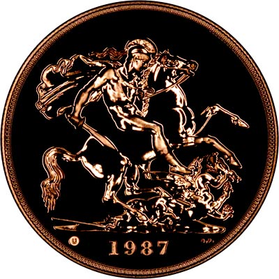 Reverse of the 1987 Five Pounds Gold Coin