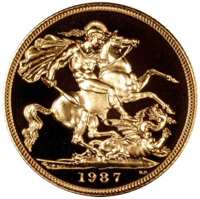 Reverse of 1987 Gold Proof Sovereign