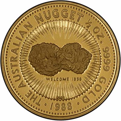 Reverse of 1988 Australian Half Ounce Gold Proof Nugget
