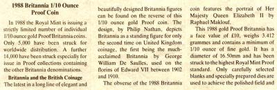 1988 Tenth Ounce Proof Britannia Certificate