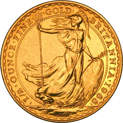 Reverse of 1988 Half One Ounce Gold Britannia