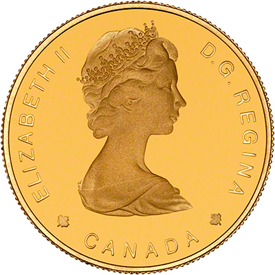Obverse of 1988 Canadian Gold Proof 100 Dollars