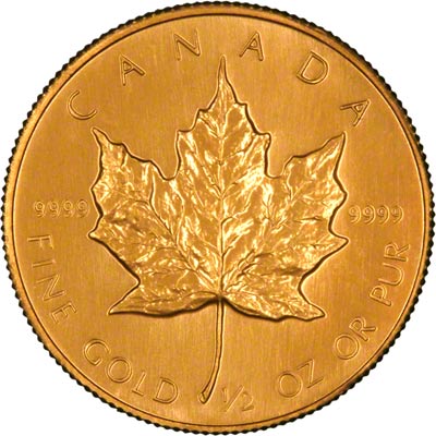Reverse of 1988 Canadian Half Ounce Gold Maple Leaf