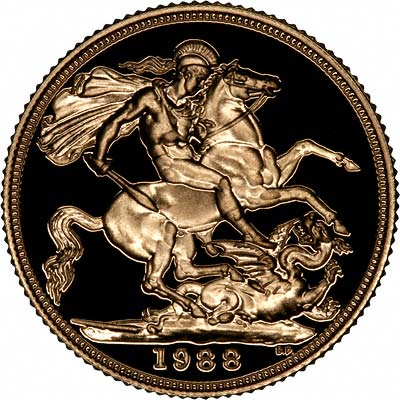 Reverse of 1988 Gold Proof Sovereign