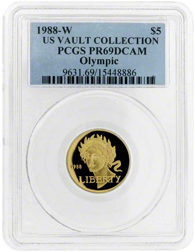 Obverse of 1988 Gold Proof Seoul Olympics $5 Commemorative Coin