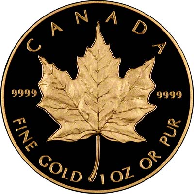 Reverse of 1989 Canadian One Ounce Gold Maple