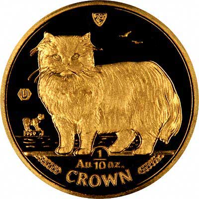 Reverse of 1989 Manx Gold Tenth Ounce Cat Crown