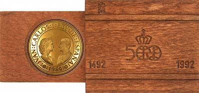 1989 Gold 80,000 Pesetas Spanish Proof Coin in its Wooden Box