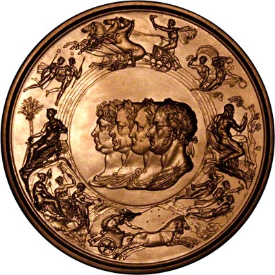 Obverse of 1990 Battle of Waterloo 175th Anniversary Gold Medallion