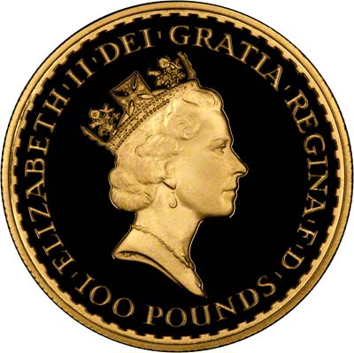 Obverse of 1990 One Ounce Gold Britannia