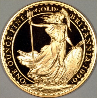 Reverse of 1990 One Ounce Gold Proof Britannia