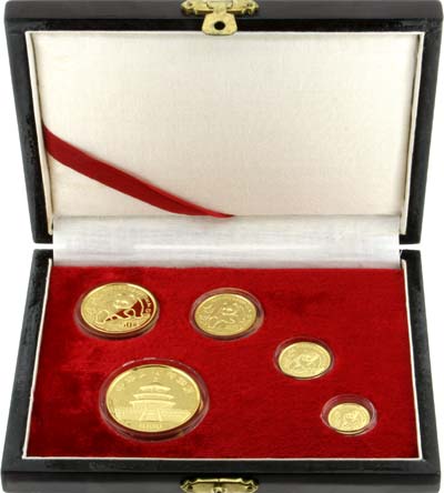 1990 Chinese Gold Panda Proof 5 Coin Set in Box