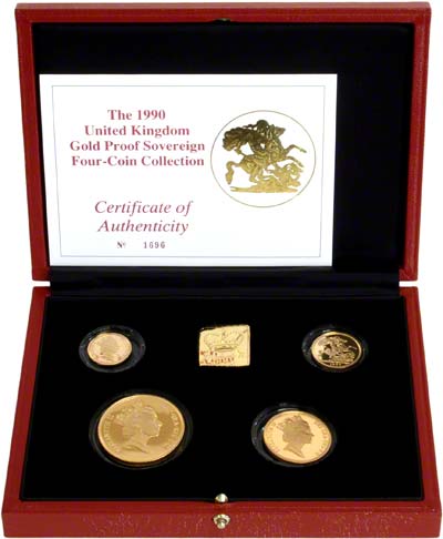 1990 Four Coin Sovereign Set in Presentation Box