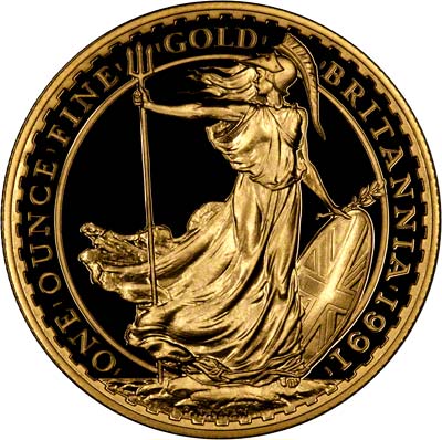 Reverse of 1991 One Ounce Gold Britannia