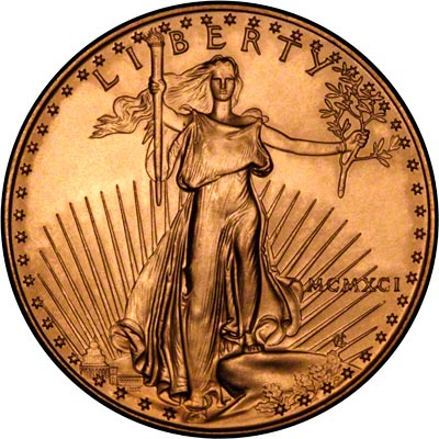 Obverse of 1991 One Ounce Gold Eagle