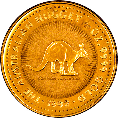 Reverse of 1992 Australian Twentieth Ounce Gold Kangaroo Nugget Coin