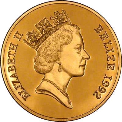 Obverse of 1992 Belize Gold $250