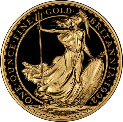Reverse of 1992 One Ounce Gold Britannia
