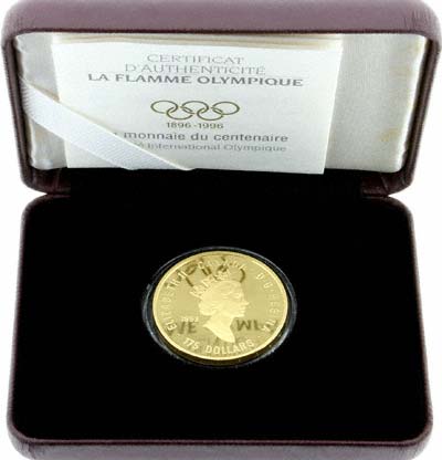 Obverse of 1992 Canadian $175 Olympic Passing the torch