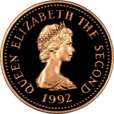 Obverse of 1992 Jersey Proof Gold Pound