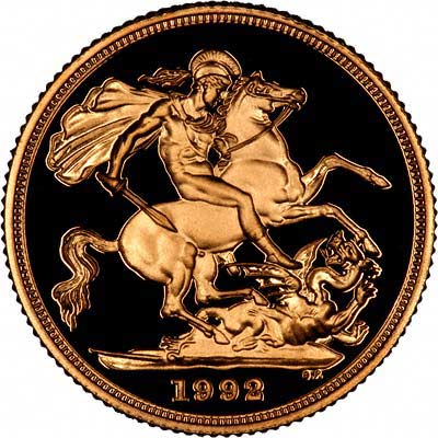 Reverse of Proof 1992 Half Sovereign
