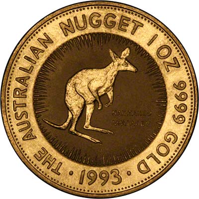 Reverse of 1993 Australian One Ounce Gold Kangaroo Nugget Coin