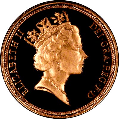 Obverse of 1993 Proof Half Sovereign