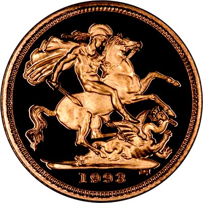 Reverse of 1993 Proof Half Sovereign