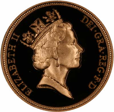 Obverse of Proof 1988 Half Sovereign
