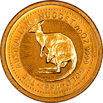 Reverse of 1994 Australian Twentieth Ounce Gold Kangaroo Nugget Coin