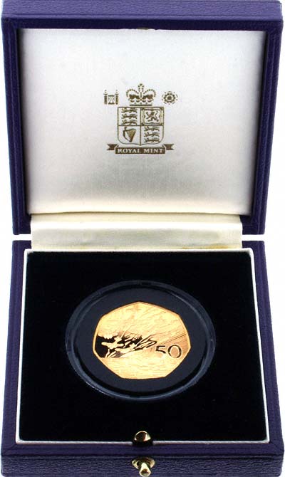 1994 EU Gold Proof Fifty Pence in Box