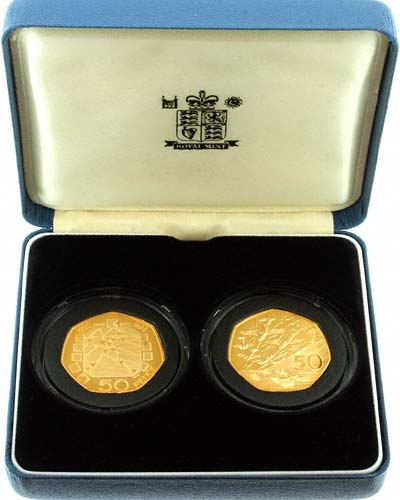1992/93 - 1994 EC Presidency & D-Day Gold Proof Fifty Pences in Presenation Box